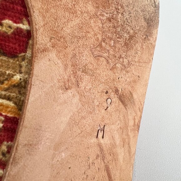 Vintage Smoking Loafer Slip On Flats Slipper Leather Knit Tapestry Eclectic 90s - Picture 7 of 8